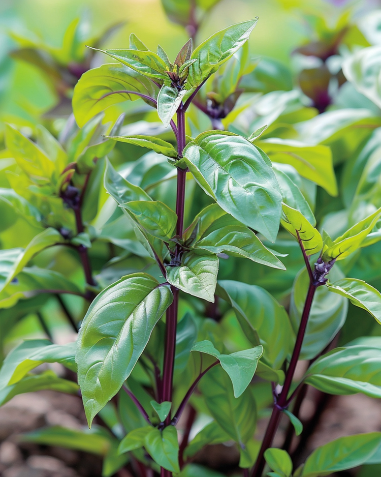 Basilic Sweet Siam Queen (Ocimum basilicum) cultivé à partir de graines